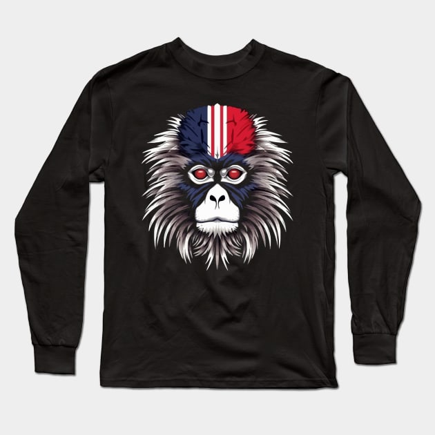 Patriotic Snow Monkey Long Sleeve T-Shirt by JH Mart